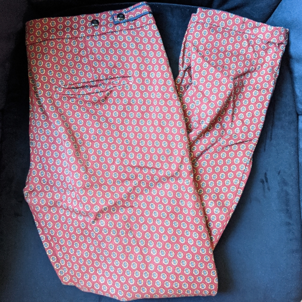 Zara Red & Navy Patterned Pants